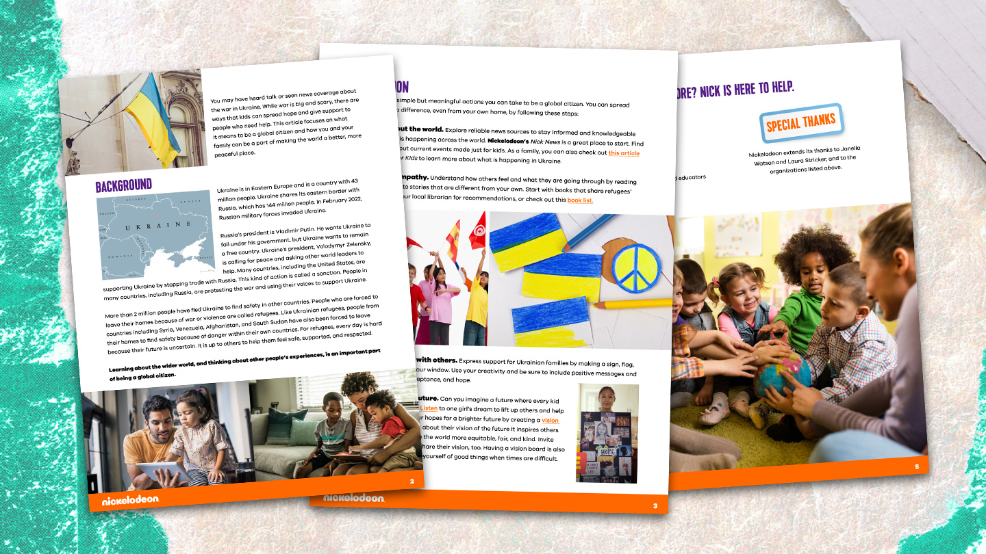 PDF images of sheets with information about the Ukraine Crisis following Russia's invasion.