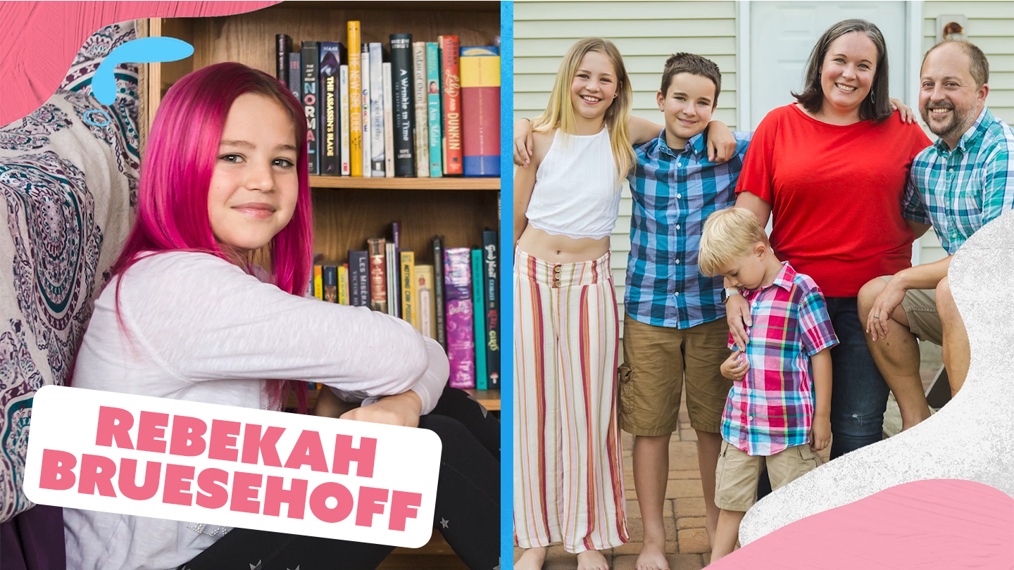 Rebekah Bruesehoff with her family video image