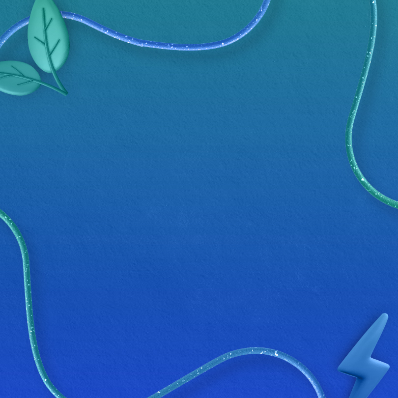 Go Green Machine Randomizer Images. Climate Action Inspiration Generator from Nickelodeon Our World. Teal background with leaves and a lightning bolt in the bottom right corner.